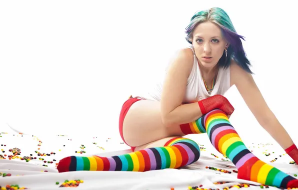 Girl, pose, stockings