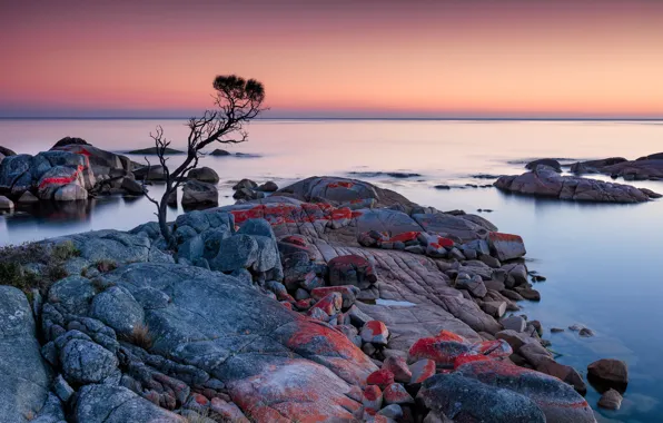 Picture sunrise, Australia, Tasmania, Binalong Bay, Tassie