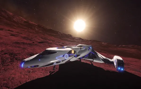 The sun, space, star, planet, Spaceship, Elite: Dangerous