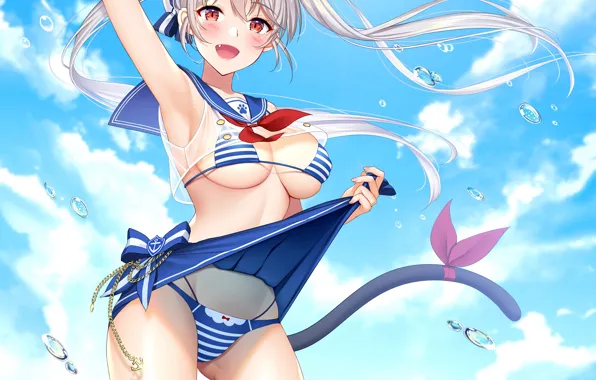 Girl, sexy, cleavage, blouse, long hair, boobs, anime, beautiful
