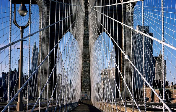 The sky, skyscraper, home, support, the cable, New York, Brooklyn bridge, brooklyn bridge