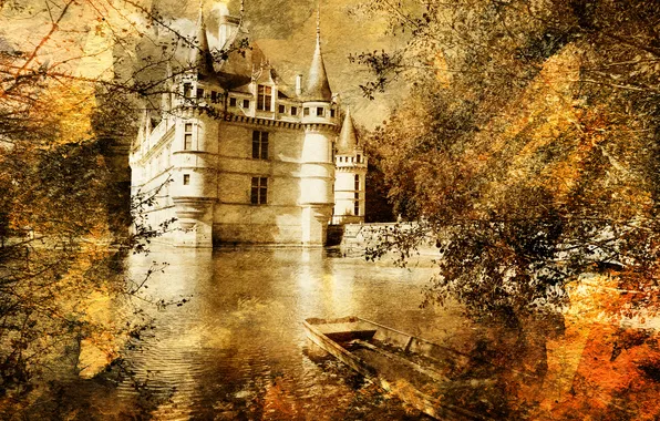 Picture water, old, castle, tale