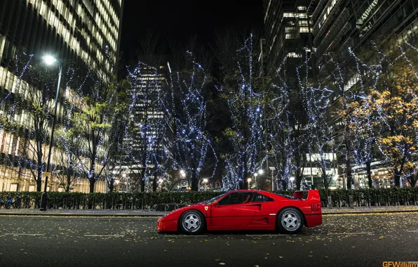 Night, the city, supercar, Ferrari, ferrari f40