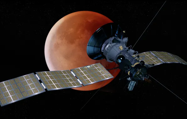 Picture space, satellite, blood moon