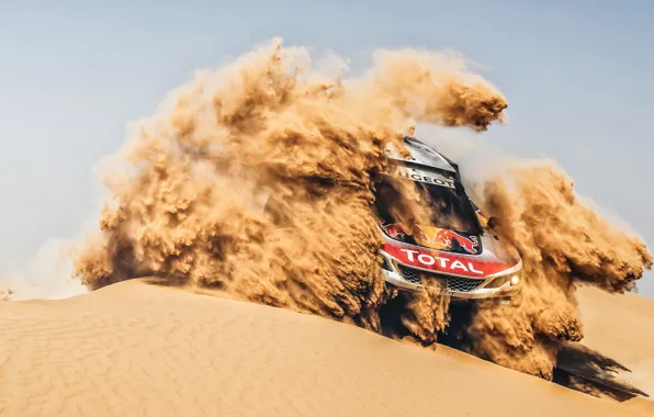 Picture Sand, Auto, Sport, Machine, Race, Peugeot, Lights, Red Bull