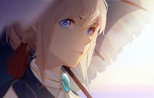 Girl, umbrella, Violet Evergarden