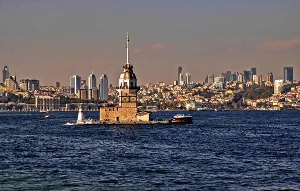 Landscape, Strait, island, Istanbul, Turkey, The Bosphorus