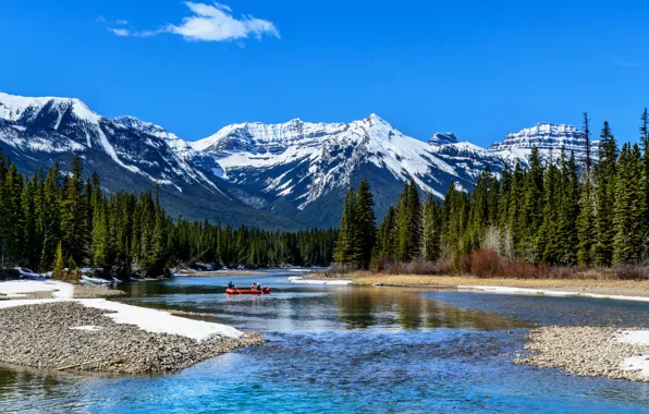 Picture mountains, river, Canada, Banff