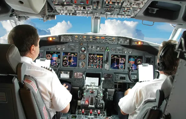 The plane, cabin, the crew, ship commander