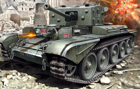 Figure, art, UK, Tank, Cruiser, Cromwell, British medium cruiser tanks, Mk.VIII