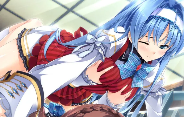 Girl, pose, smile, lies, form, art, embarrassment, otome ga kanaderu koi no aria