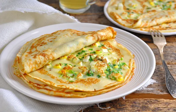 Eggs, bow, pancakes, pripek