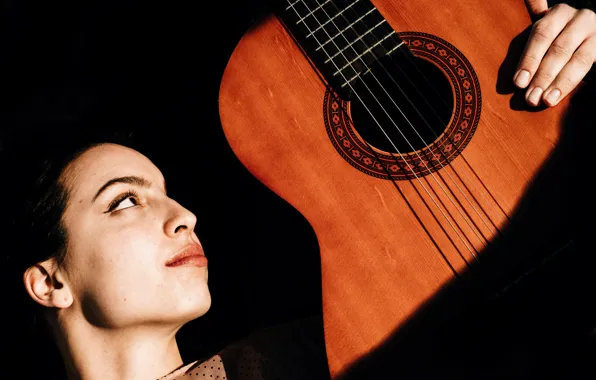 Girl, music, guitar
