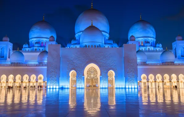 Picture backlight, mosque, Abu Dhabi, UAE, The Sheikh Zayed Grand mosque, Abu Dhabi, UAE, Sheikh Zayed …