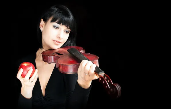 Picture girl, violin, Apple