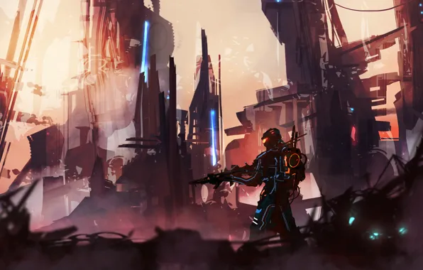 Figure, Soldiers, Landscape, Art, Fiction, Landscapes, Digital Art, TacoSauceNinja