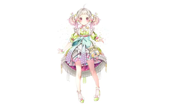 Anime, girl, white background