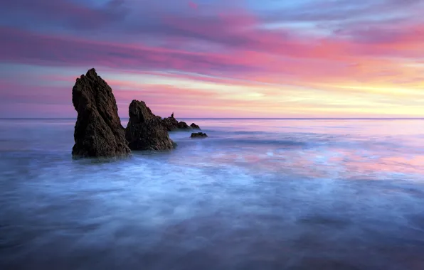 Sea, landscape, sunset, nature