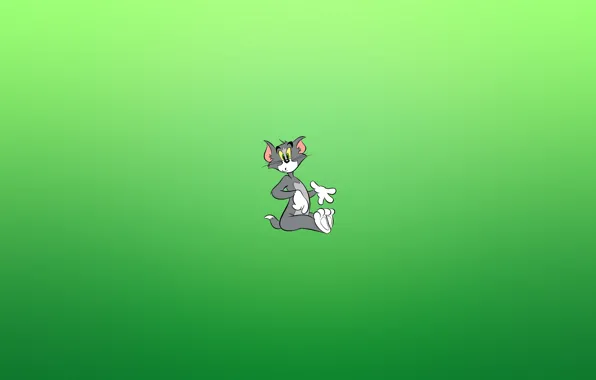 Picture cat, look, surprise, minimalism, Tom and Jerry, Tom and Jerry, greenish background