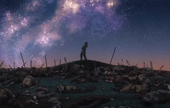 Wallpaper Battlefield, War, Death, Viking, Night Sky, Vinland Saga ...