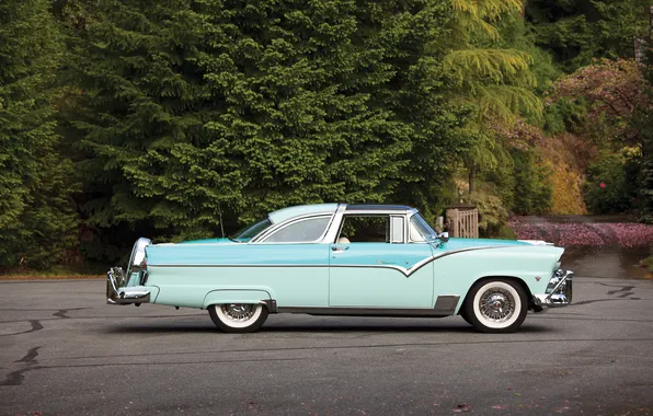 Ford, side view, retro cars, 1955, Fairlane, Crown, Victoria, Skyliner