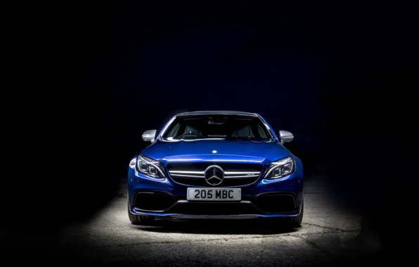Picture blue, background, Mercedes-Benz, Mercedes, AMG, Coupe, C-Class, C205
