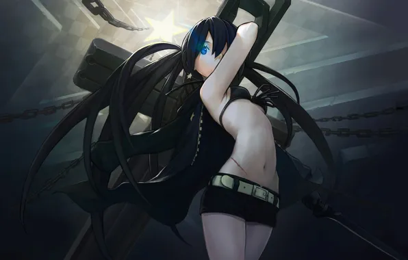Sword, Weapons, Chain, Cloak, Black Rock Shooter, Scar