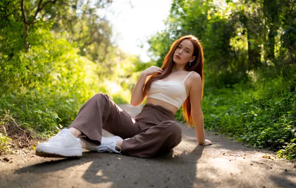 Picture road, summer, girl