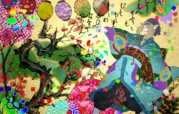 Picture trees, art, guy, Mononoke, Kusuriuri