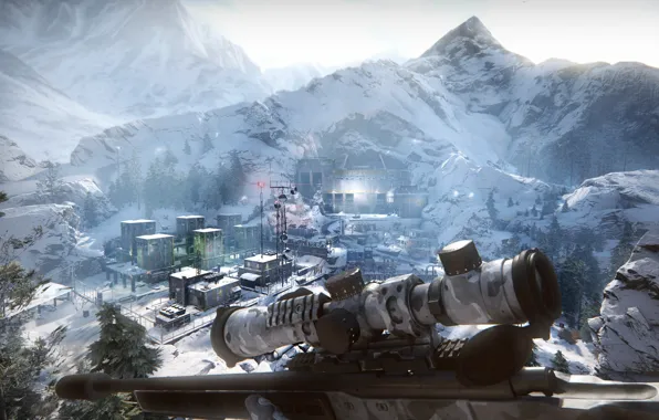 The sky, landscape, mountains, nature, the game, rifle, shooter, Sniper Ghost Warrior 4