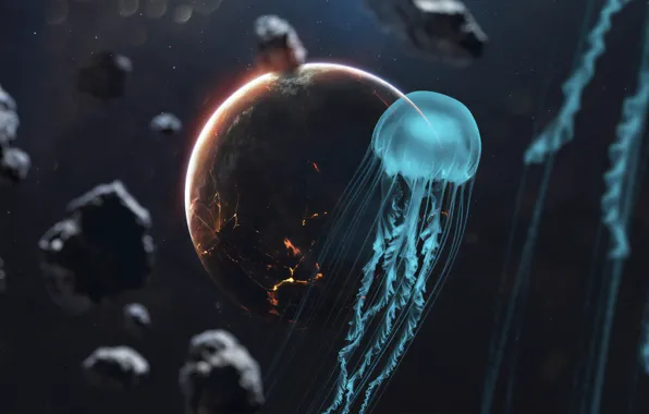 Stars, Planet, Space, Medusa, Art, Stars, Space, Art
