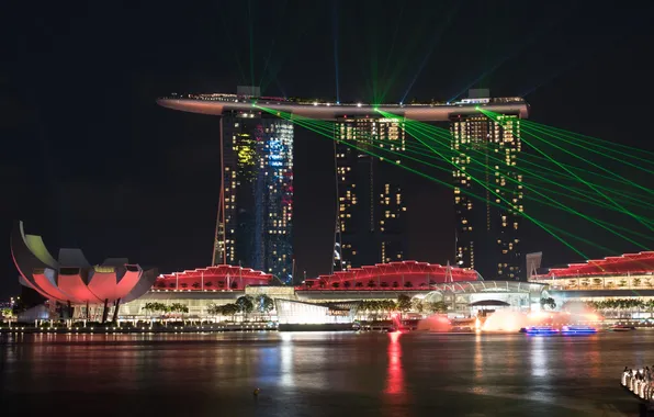 Picture light, lights, color, Singapore, lasers, the hotel, the hotel, Singapore