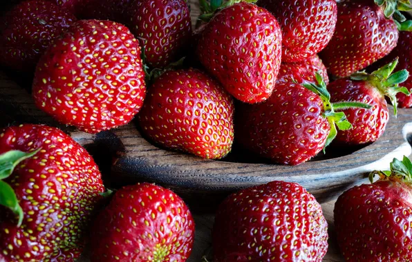 Macro, berries, harvest, strawberry, bowl