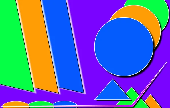 Circles, triangles, Kolor, ovals, trapezoid
