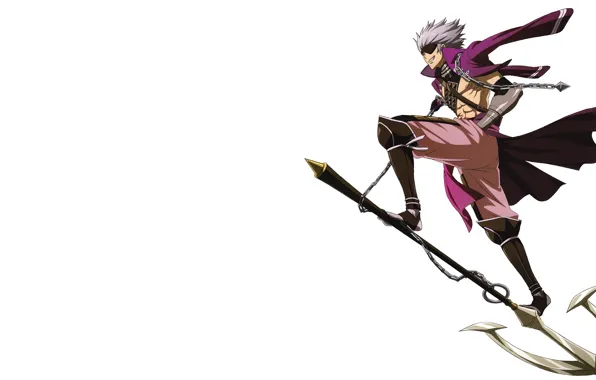 Smile, weapons, warrior, chain, white background, guy, Sengoku Basara, The Era Of Unrest