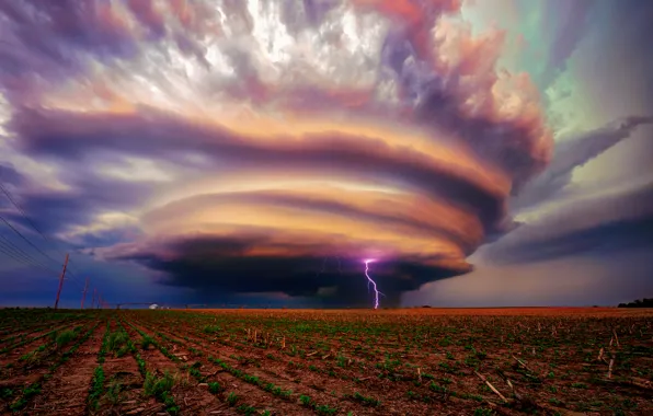 The storm, field, clouds, storm, zipper, USA, Ne