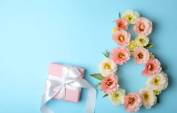 Flowers, figure, happy, March 8, flowers, spring, number, With the holiday