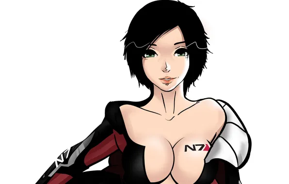 Chest, girl, body, brunette, mass effect, shepard