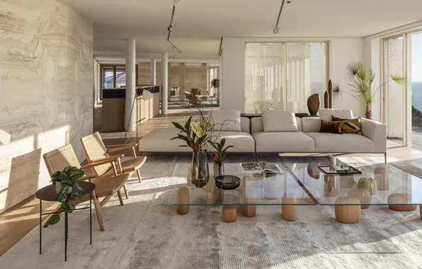 Design, style, interior, kitchen, living room, dining room, area, Couch