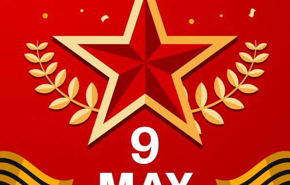 Star, The Victory Day!, Victory Day, May 9, St. George ribbon, Red background, Remember!!!, A …