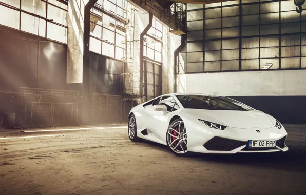 Picture Lamborghini, Front, White, Supercar, Huracan, LP610-4