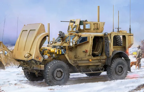 Picture MRAP, modern American wheeled armored car, Mine Resistant Ambush Protected, Oshkosh M-ATV