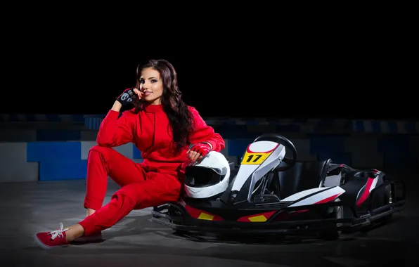 Picture smile, sport, woman, beautiful, athlete, car, cards, equipment