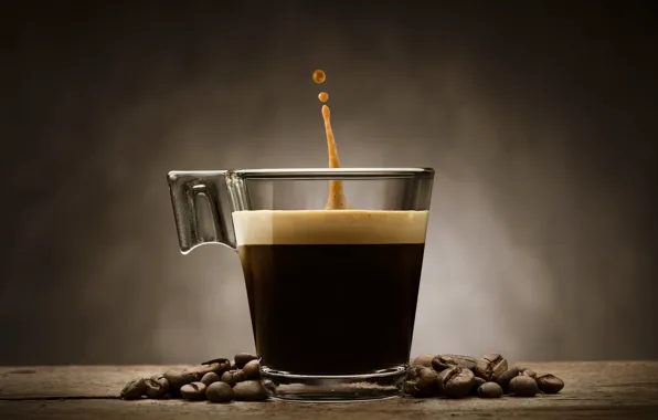 Glass, squirt, glass, table, background, black, Board, coffee