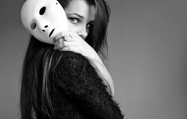 Picture look, girl, photo, background, Wallpaper, white, mask, black