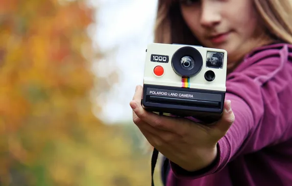 Girl, background, Polaroid