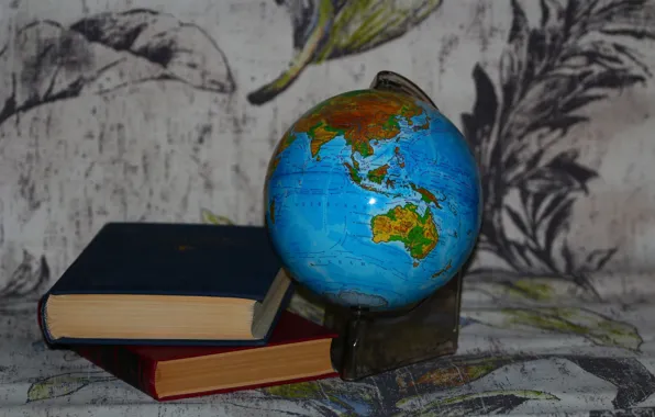 Background, books, globe