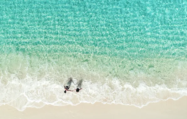 Beach, summer, clear water, the ocean, stay, pair, two, crystal clear water