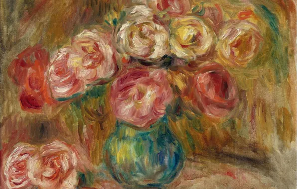 Picture picture, still life, vase with flowers, Pierre Auguste Renoir, Pierre Auguste Renoir
