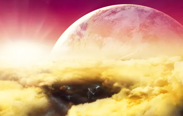 Light, nebula, the universe, planet